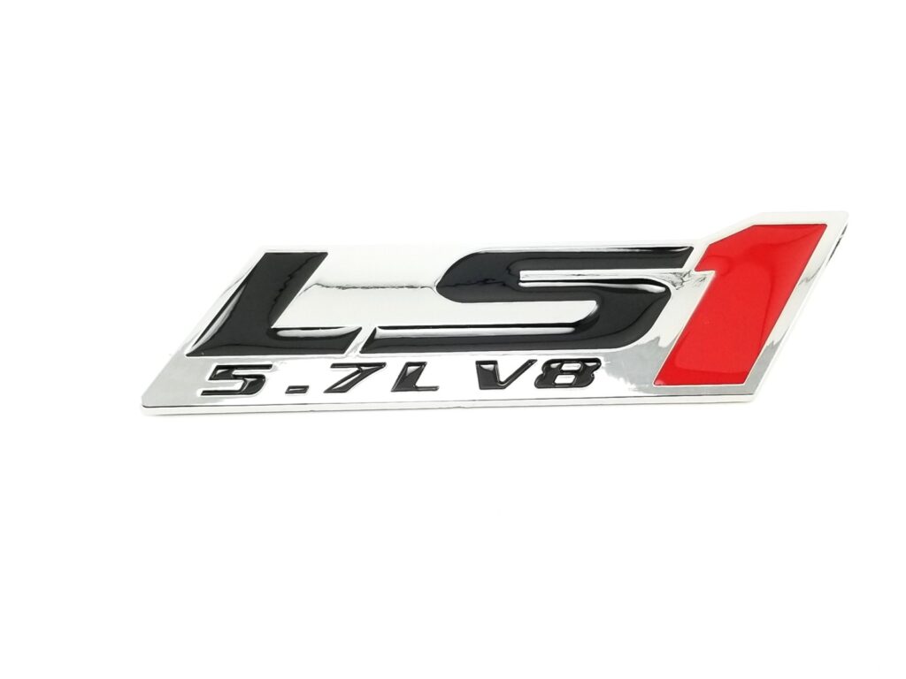 LS1 5.7L V8 Emblem - 5" ABS - Chrome + Red