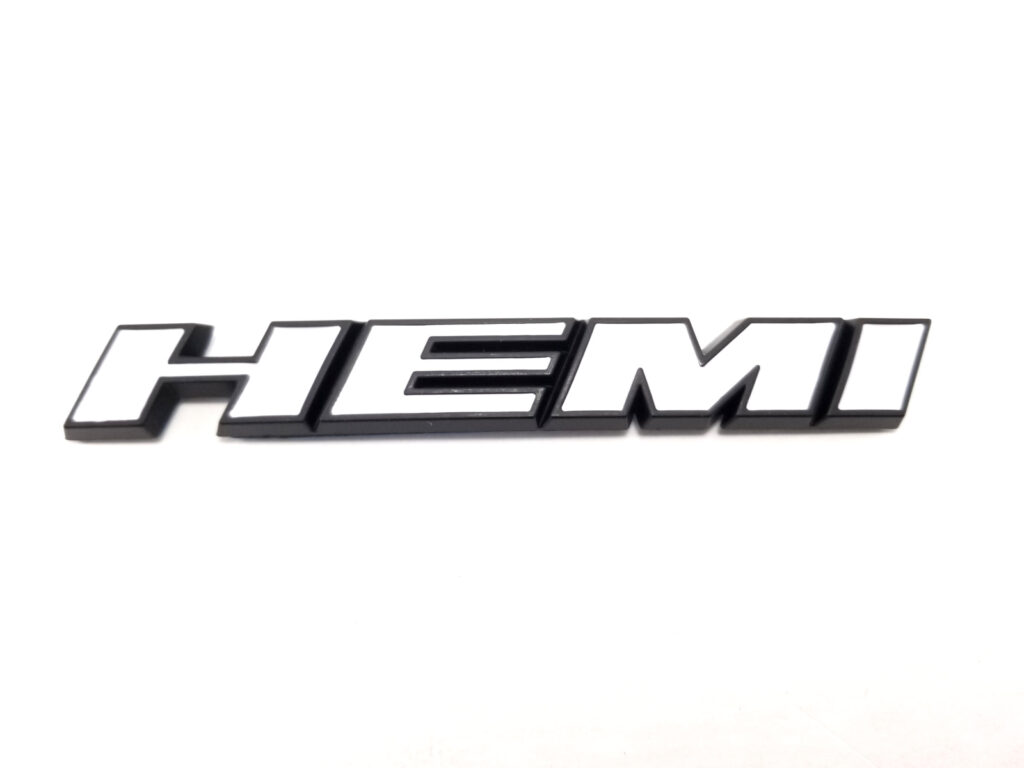 Hemi Fender Emblem - ABS - Dodge Charger/Challenger/Durango/RAM (2003-2025) - Matte Black/White