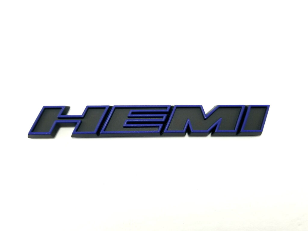 Hemi Fender Emblem - ABS - Dodge Charger/Challenger/Durango/RAM (2003-2025) - Matte Black w/Blue