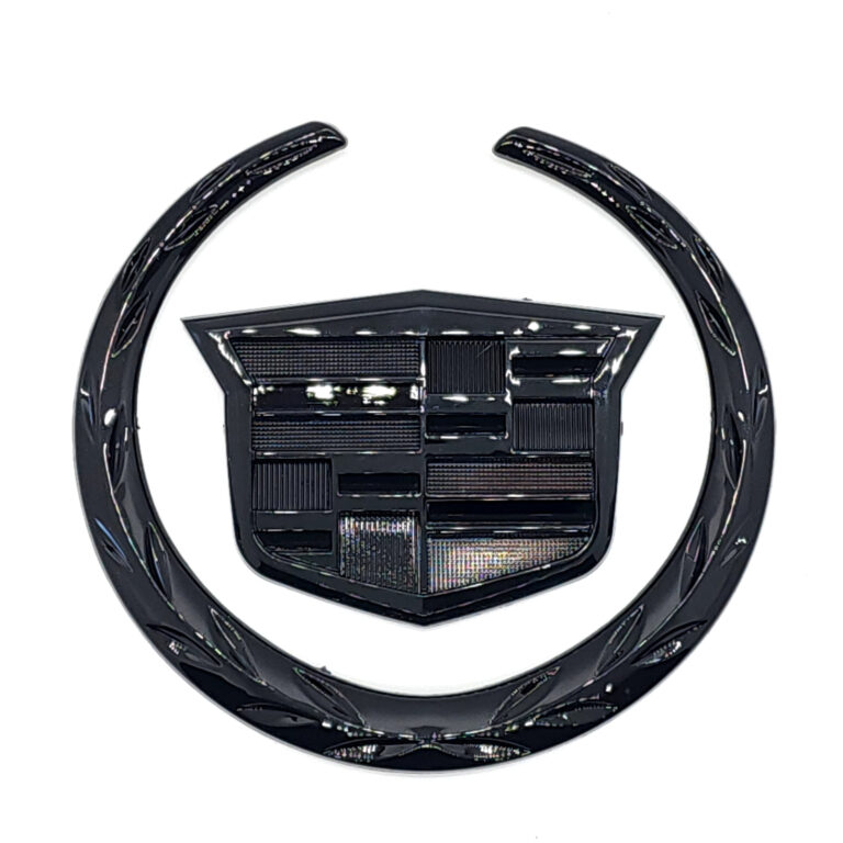 Cadillac Wreath & Crest Emblem 6 in ABS, Gloss Black