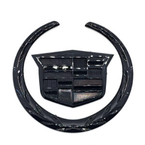 Gloss Black Wreath & Crest Emblem Grille Trunk 4-1/2 in., 1999-15 Cadillac