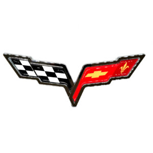 2005-13 Chevrolet Corvette C6 Cross Flag Bumper Emblem 6-3/4” ABS - Chrome