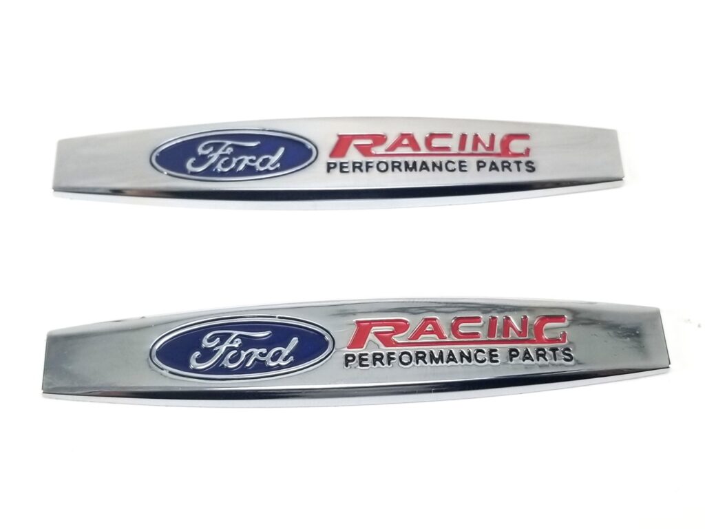 Ford Racing Emblem - 3 7/8” Diecast - Pair - Chrome