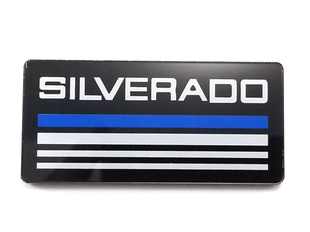 Silverado Cab Roof Pillar Emblem - 3” Acrylic - Chevrolet (1988-1998) - Black/Blue Line