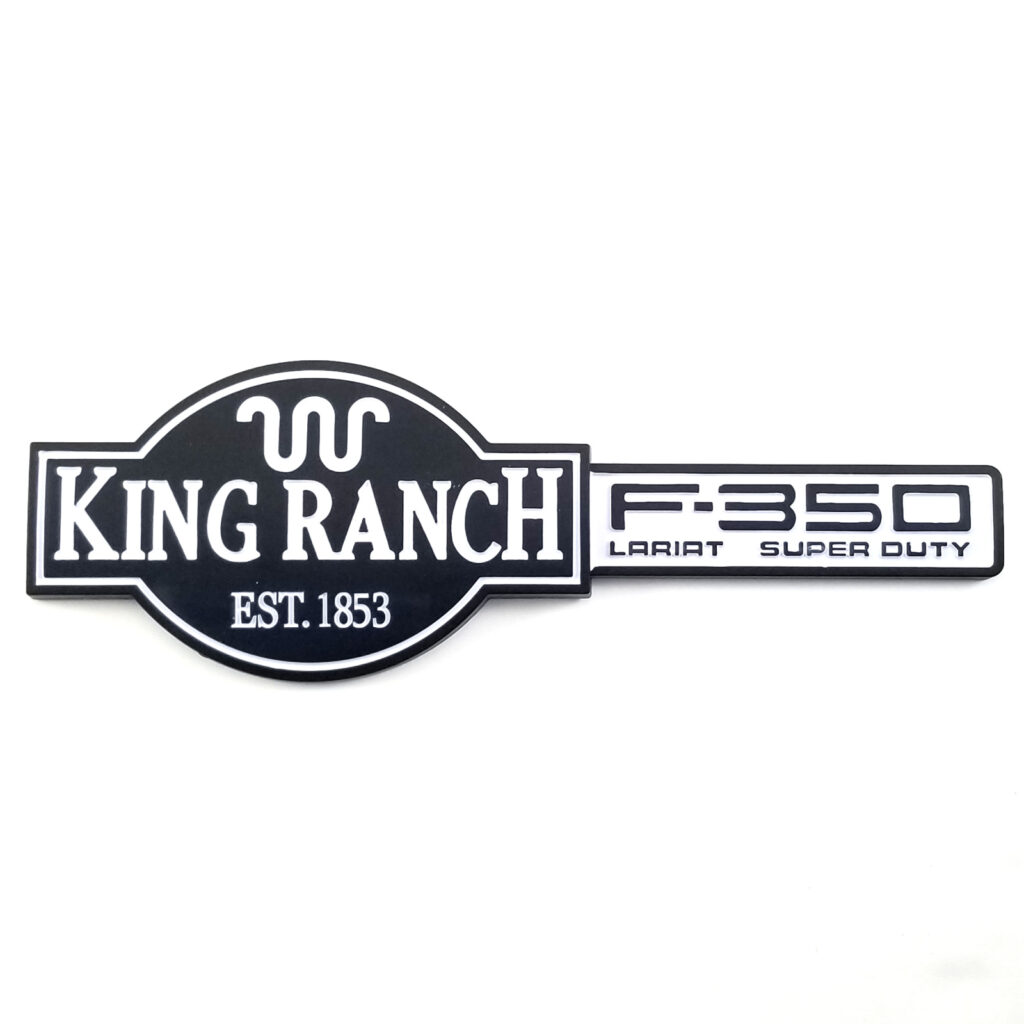 1999-06 F-350 Lariat King Ranch Fender Emblem - Matte Black/White