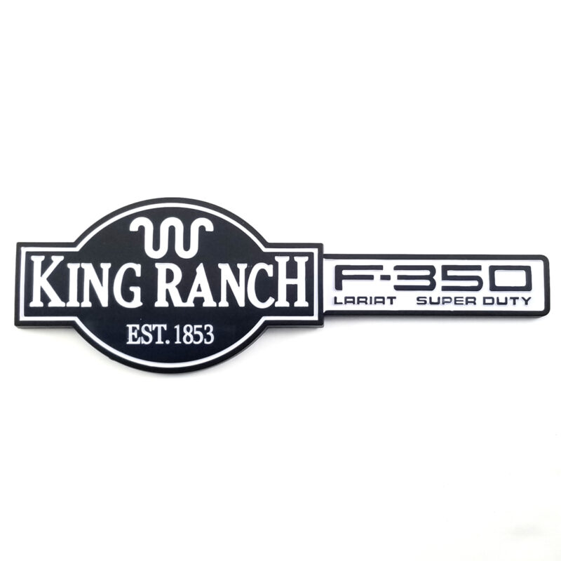 1999-06 F-350 Lariat King Ranch Fender Emblem - Matte Black/White