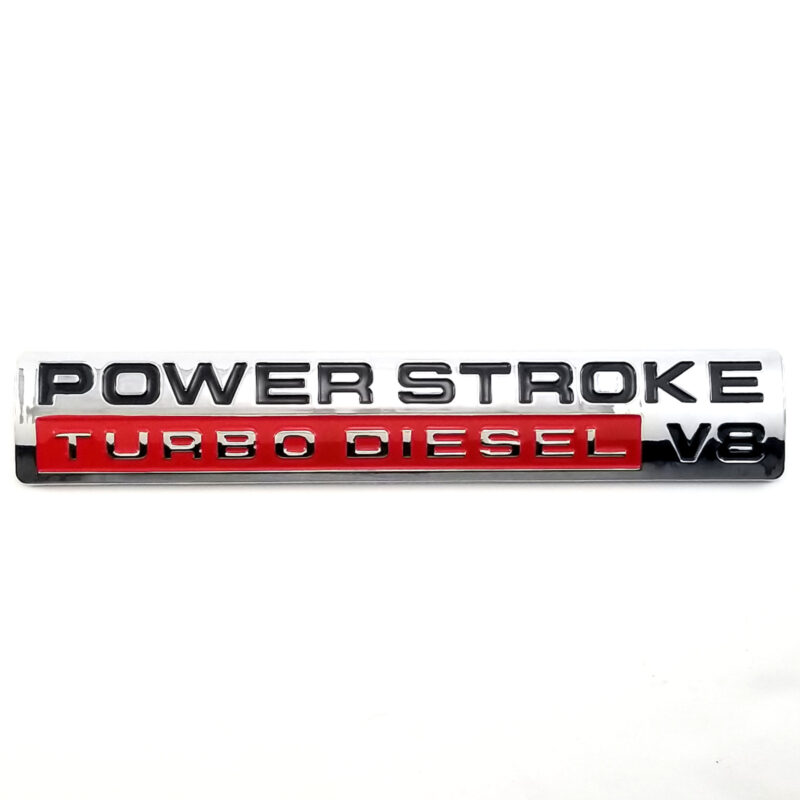 2005-10 Super Duty Power Stroke Turbo Diesel V8 Emblem - Chrome w/Red