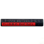 2005-10 Super Duty Power Stroke Turbo Diesel V8 Emblem - Matte Black/Red