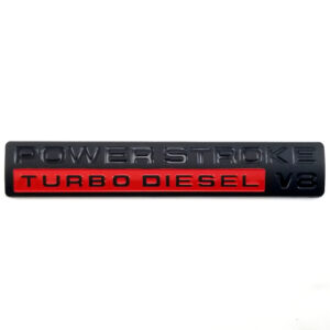 2005-10 Super Duty Power Stroke Turbo Diesel V8 Emblem - Matte Black/Red