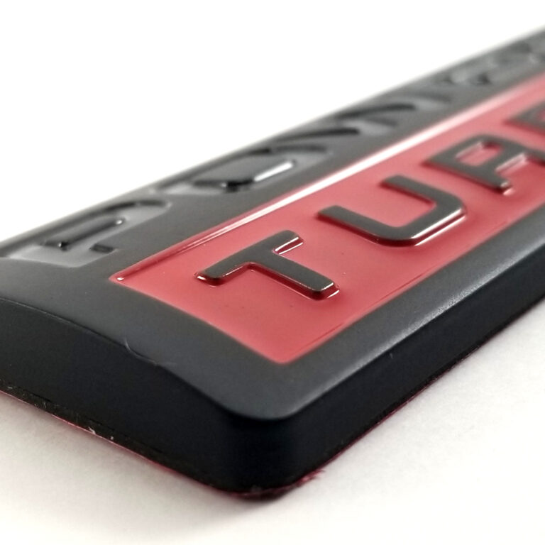 2005-10 Super Duty Power Stroke Turbo Diesel V8 Emblem - Matte Black/Red