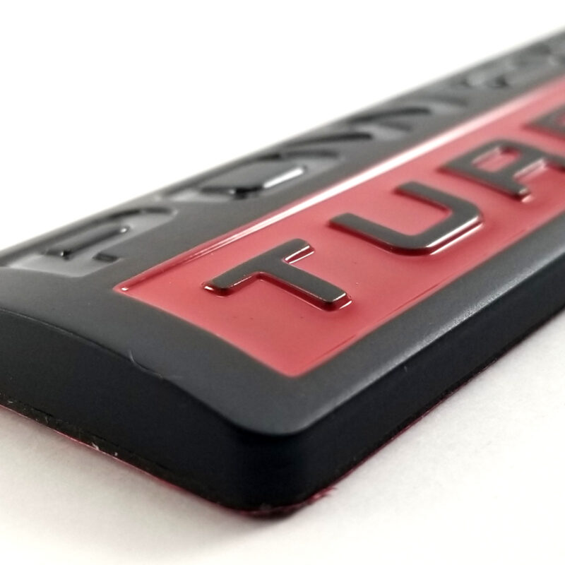 2005-10 Super Duty Power Stroke Turbo Diesel V8 Emblem - Matte Black/Red