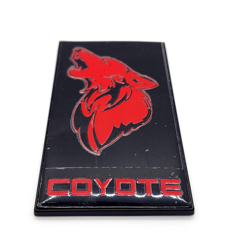 2015-24 Mustang Coyote Howler Decklid Emblem - Red/Black