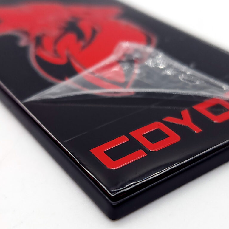 2015-24 Mustang Coyote Howler Decklid Emblem - Red/Black