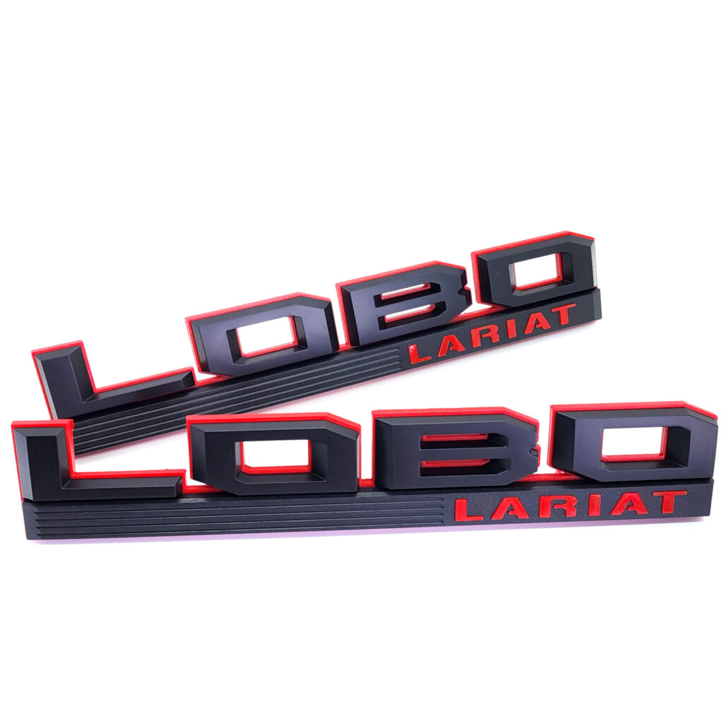2015-20 F-150 LOBO Lariat Fender Emblem Set - Matte Black/Red