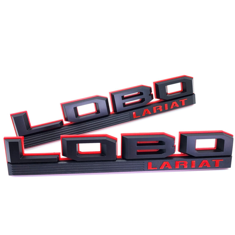 2015-20 F-150 LOBO Lariat Fender Emblem Set - Matte Black/Red