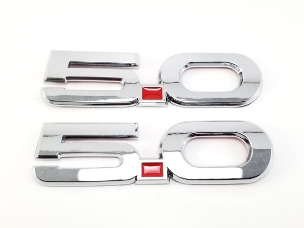 “5.0” Fender Emblem (LH/RH Pair), 5-7/16" ABS, 2015–2023 Mustang