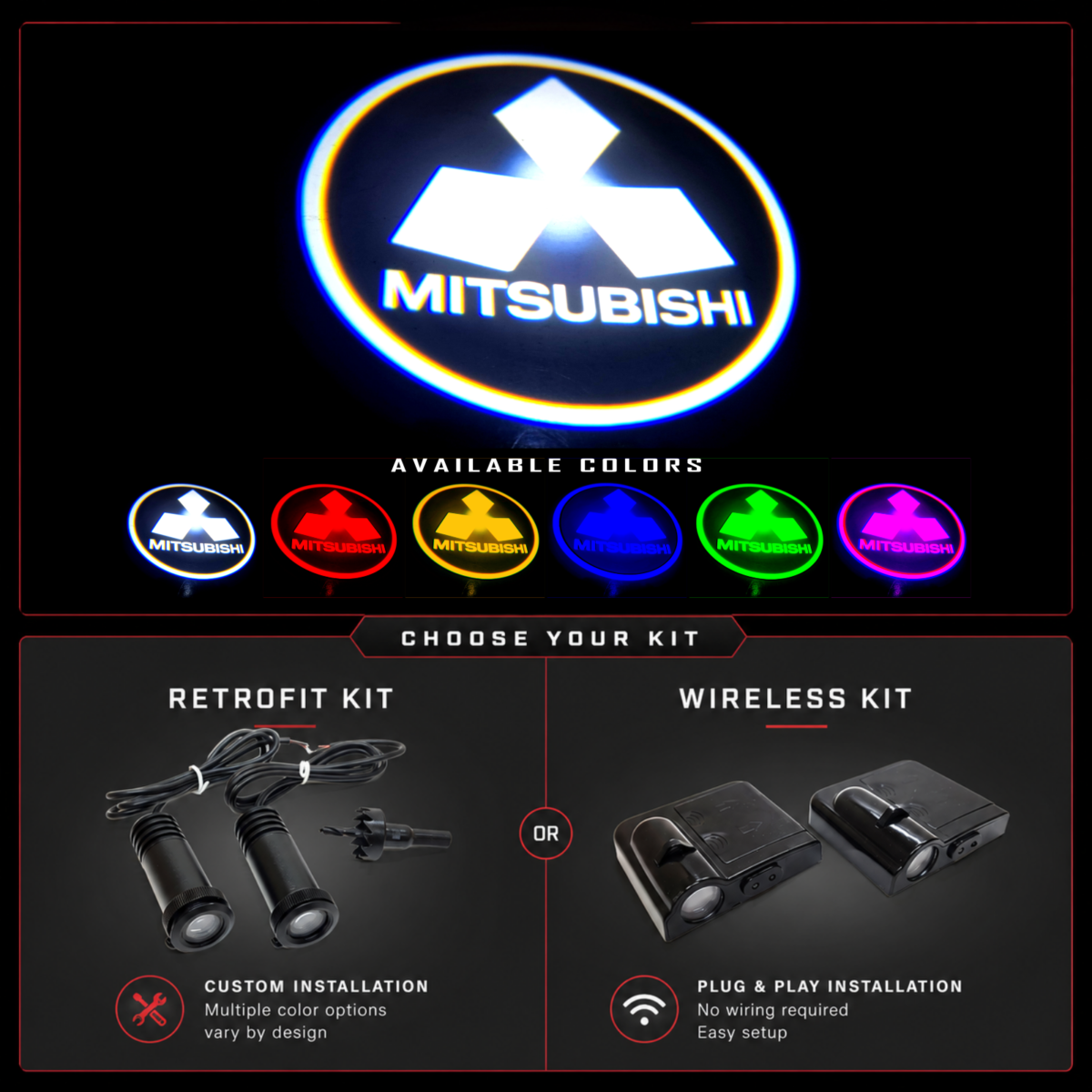 Vantage UniFit Mitsubishi LED Door Puddle Lights - Single Color