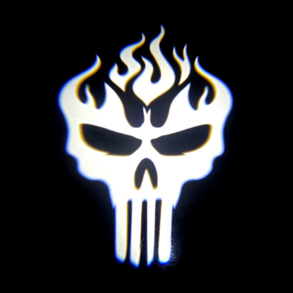 LED Door Puddle Light Kit - Flaming Skull