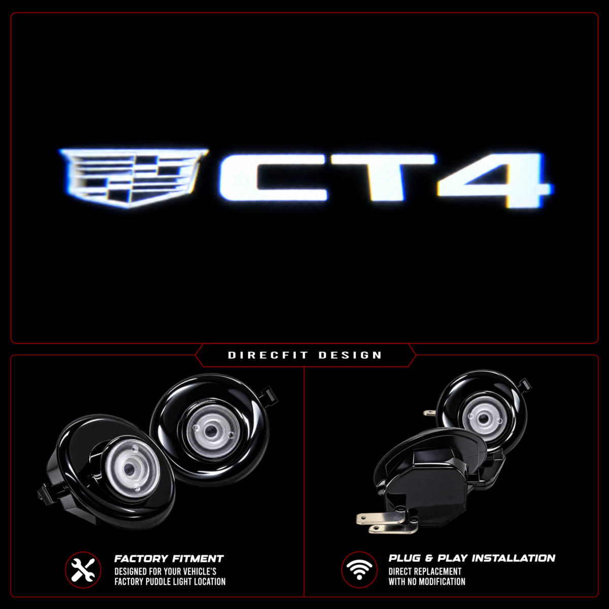 Vantage DirecFit Cadillac CT4 LED Mirror Puddle Lights - Monochrome (2020-2025)