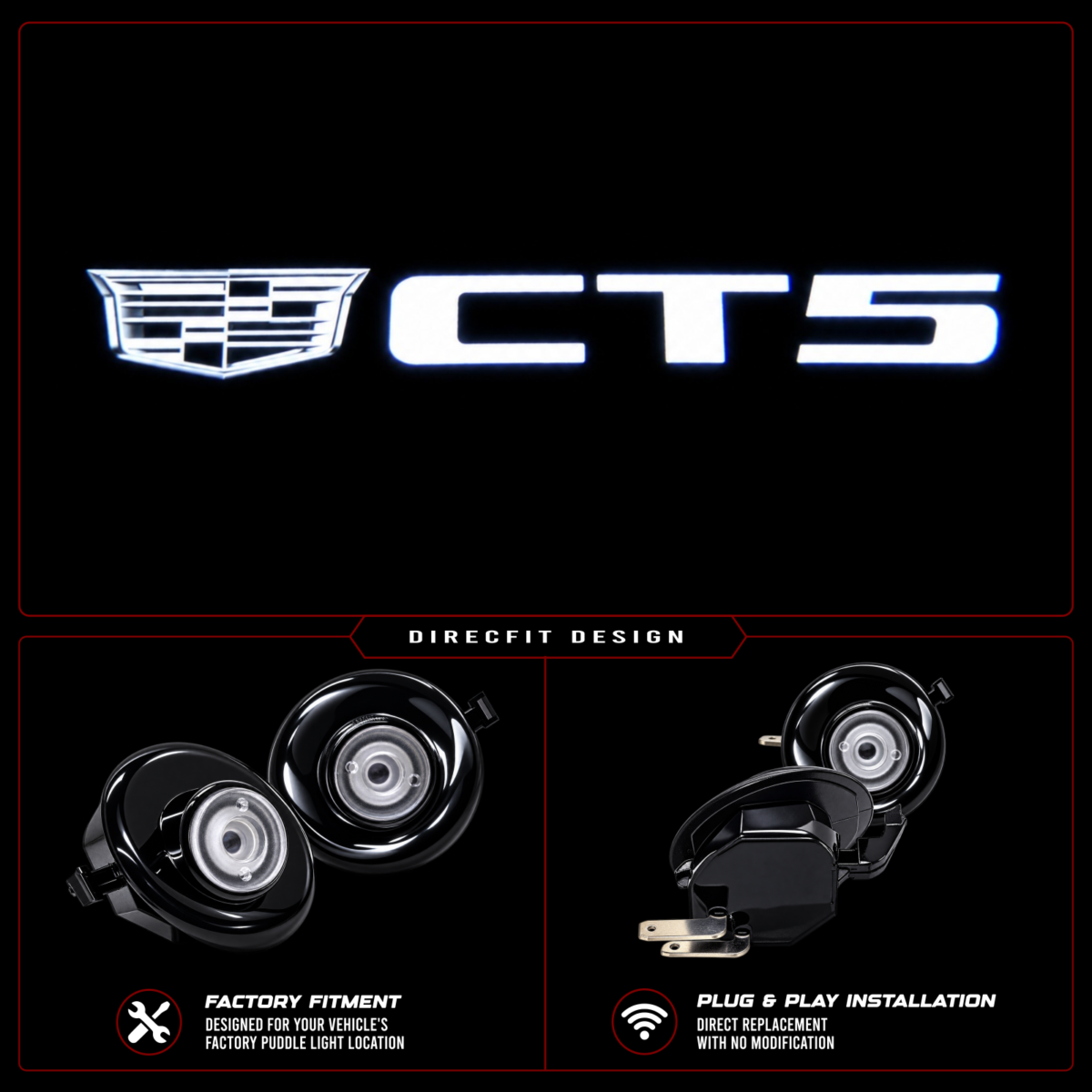 Vantage DirecFit Cadillac CT5 LED Mirror Puddle Lights - Monochrome (2020-2025)