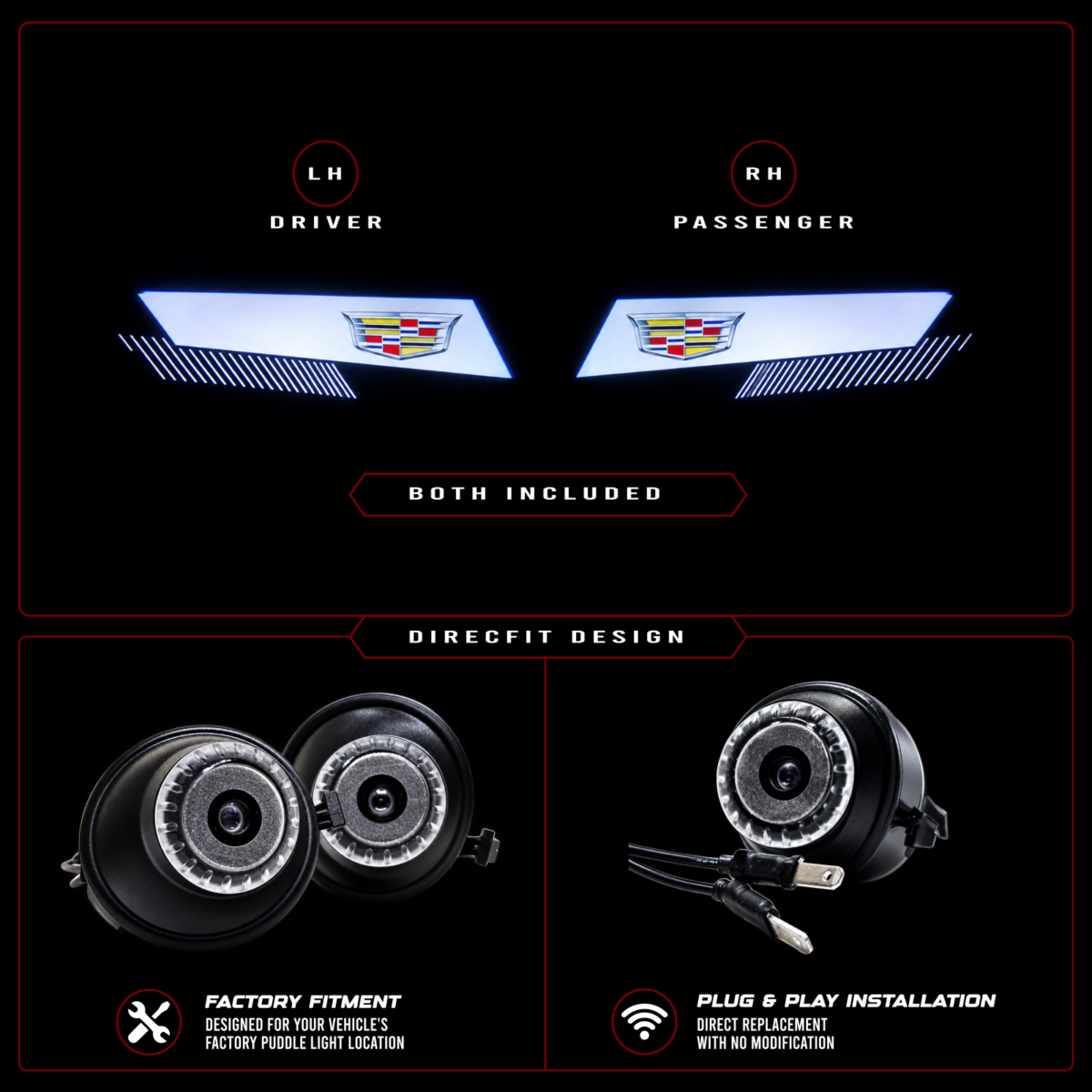 Vantage DirecFit Cadillac Escalade LED Mirror Puddle Lights (2015-2022)